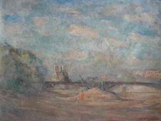 Quai de Seine. 1957. Huile sur toile. 50 X 65 cm. Coll. particulire